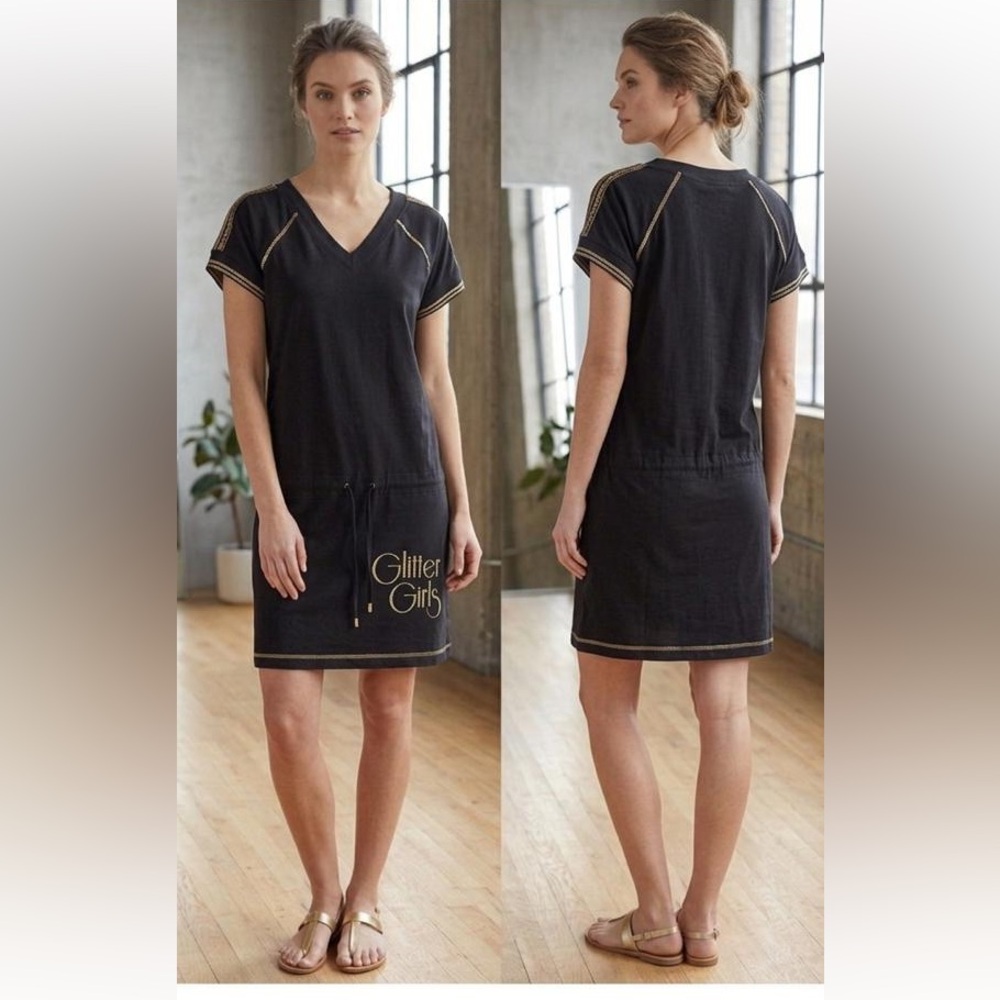 Rare Vintage John Galliano black v neck dropped waist dress, size EU 38/ US M